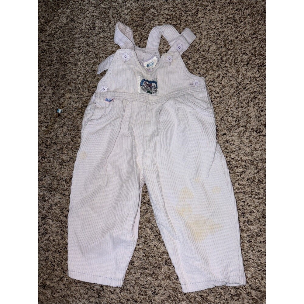 Vintage Corduroy Overalls Unisex Bib Overall Adjustable Button 12-18m Happy Baby